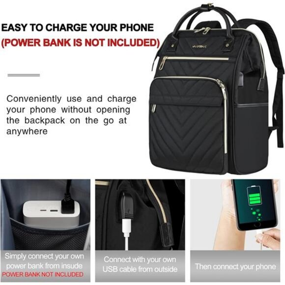 17in laptop battery bank backpack NUBILY 17 Inch Waterproof Extra Large TSA Travel Backpack Anti Theft College Business Mens Backpacks with USB Charging Port 17.3 Gaming Computer Backpack for Women Men Black 45 L : Electronics inch notebook and a charging port is a bonus HP Travel Plus 30L 17-inch